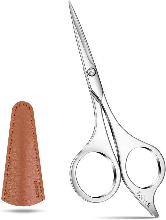 Professional beard scissors, 4.9-inch (silver) small pointed stainless steel hairdressing scissors, Moustache Trimming，suitable for personal care and beauty of both men and women