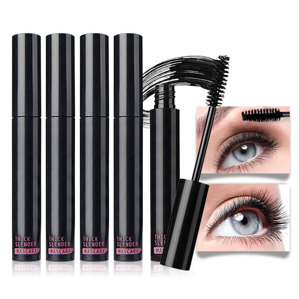 5 Pack Mascara Bulk, Multipack Mini Black Mascara Pack for Women, Waterproof Voluminous Original Volume Building Eyelash Makeup Set, Lengthening, Defining, Curling, Multiplying, Cruelty Free