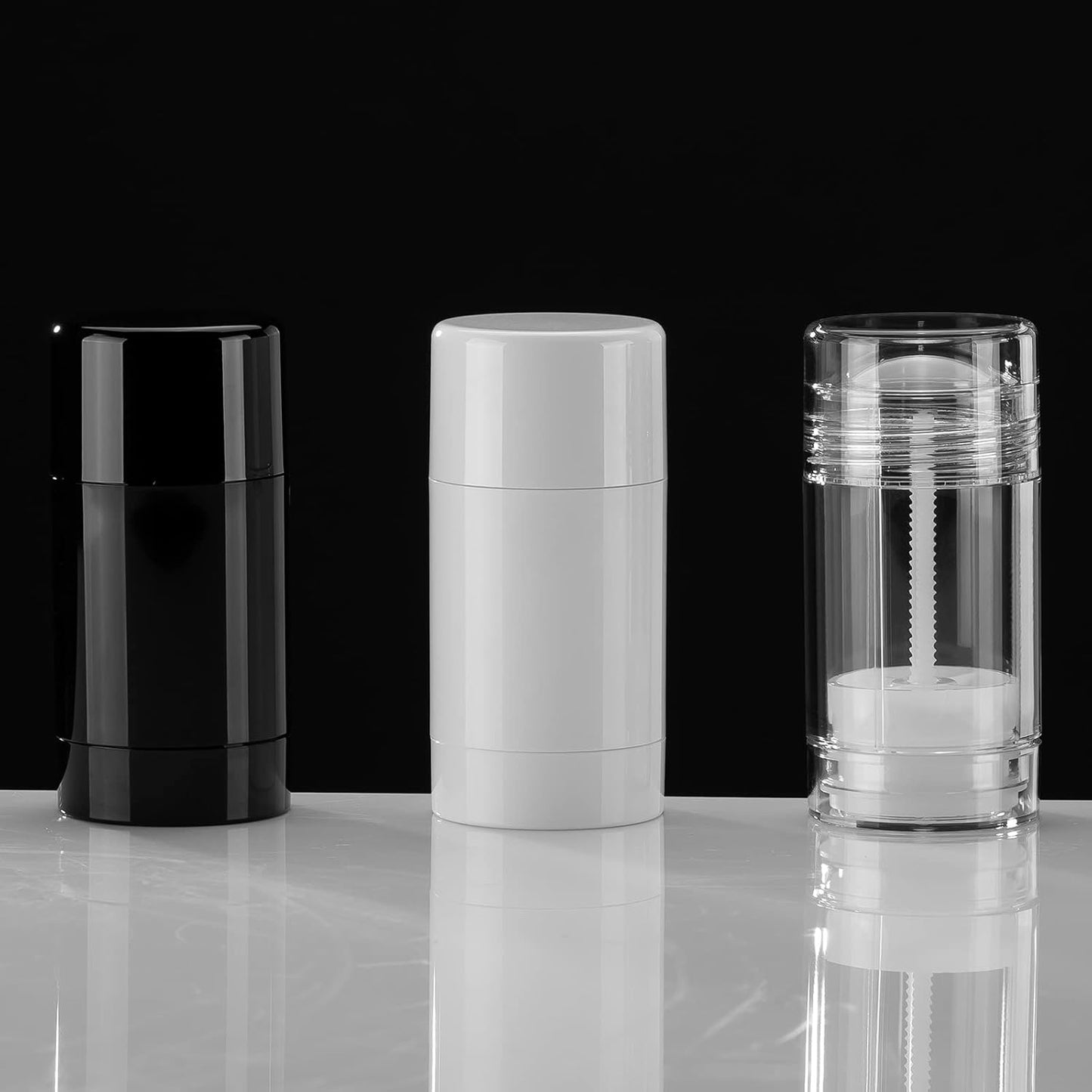 Tekson 2.5oz Empty Refillable Deodorant Containers, 3PCS Twist-UP Containers Tubes, Empty Balm Travel for Lotion Stick(White)