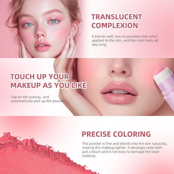 Soft Face Blush Stick, Matte Natural Long Lasting Blush for a Flawless Finish, Creamy Blendable Formula for All Skin Types, Everyday Wear Professional Quality Makeup (Warm mauve, Large)