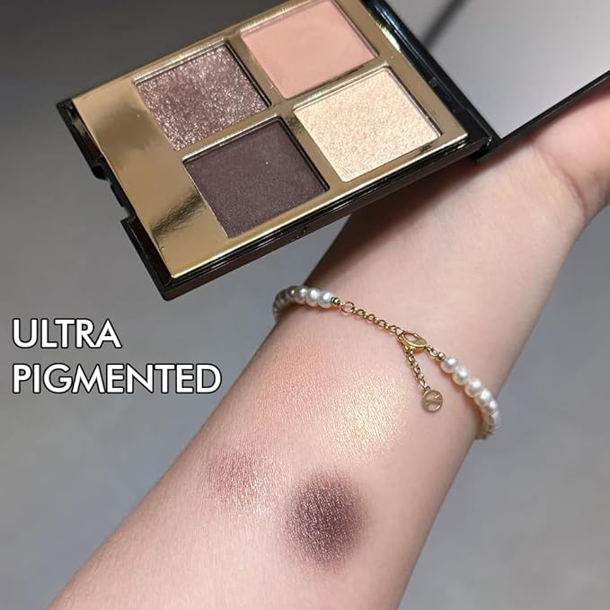 4 Colors Eyeshadow Makeup Palette,Nude Rose Gold Highly Pigmented Natural Neutral Nude Eye Shadow Palette with Mirror,Long Lasting Naturing-Looking,Waterproof,Blendable,Travel Size