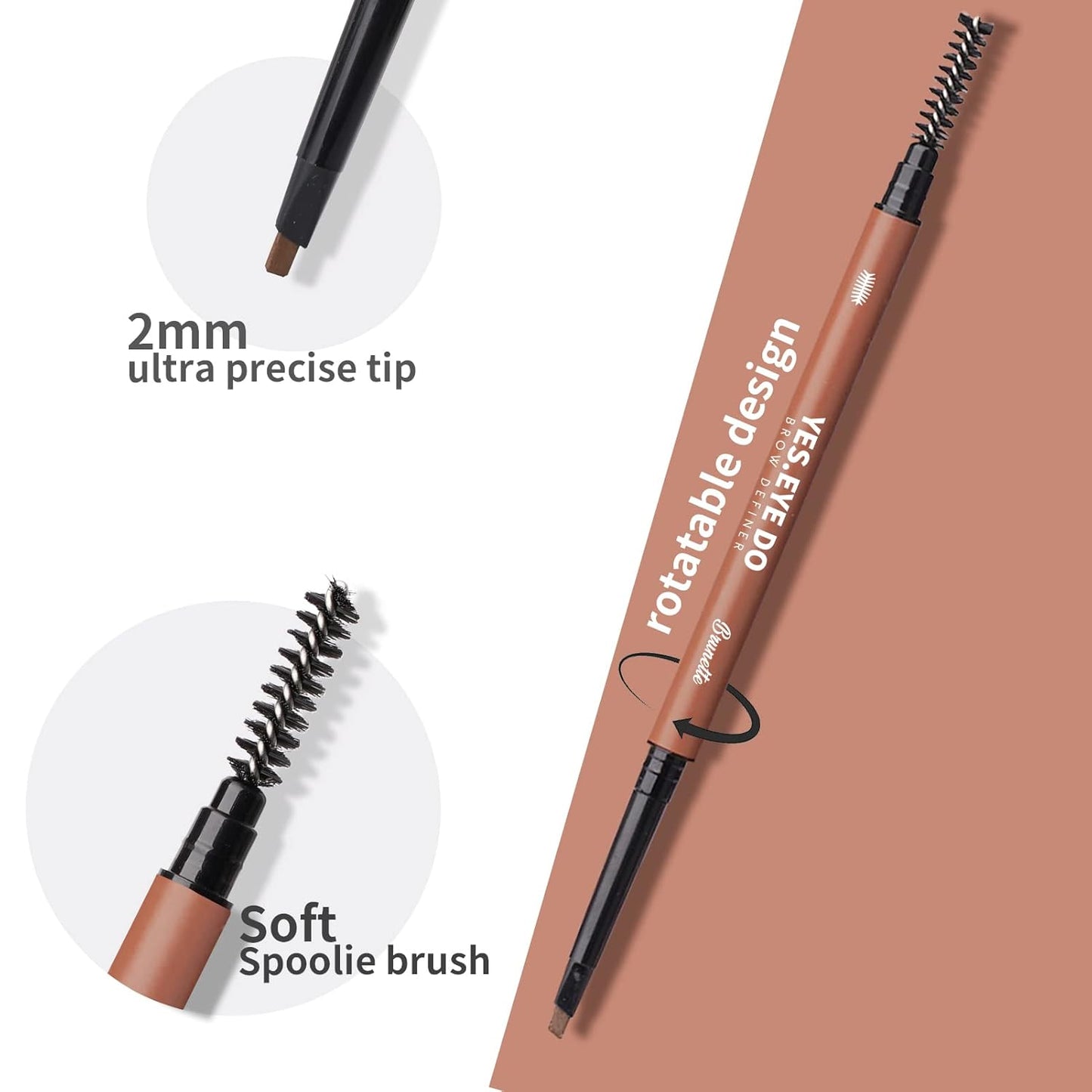 Blonde Eyebrow Pencil, Double Head Blonde Brow Pen with Brush, Auto Micro Eye Brow Makeup Pen for Hair Like Stroke, Waterproof and Longlasting, YES.EYE DO