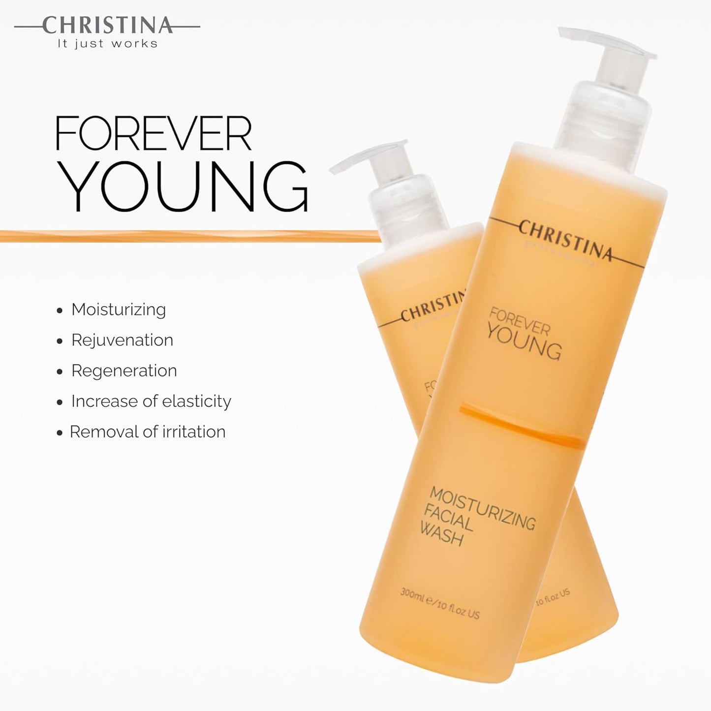 -CHRISTINA- Forever Young Hydrating Antioxidant Face Wash | Moisturize, Cleanse, and Soothe with Glycolic Acid Facial Cleanser | For Combination, Normal, Oily Skin 300ml