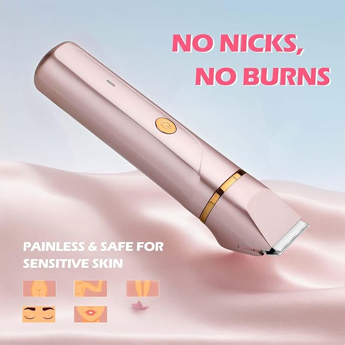 Bikini Trimmer for Women 2-in-1 – Rechargeable Electric Razors for Women, Painless Electric Shaver for Bikini, Underarm, Legs, Arms – IPX7 Waterproof, Compact Travel Design