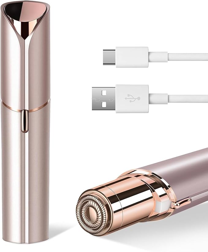 Facial Hair Remover for Women- as Seen on TV Painless Face Shaver -Mini Hair Remover, Electric Razor Shaver Portable Bikini Epilator for Lips, Chin, Armpit, Peach Fuzz, Fingers, Neck, Cheek(Champagne