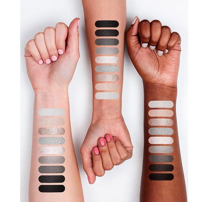 Black Smoky Eye shadow Palette, 9 Colors True Black Dark Grey Smokey Goth Makeup Pallet, 9 Soft Matte Shimmer High Pigmented Basic Black White silver eye shadow for Halloween