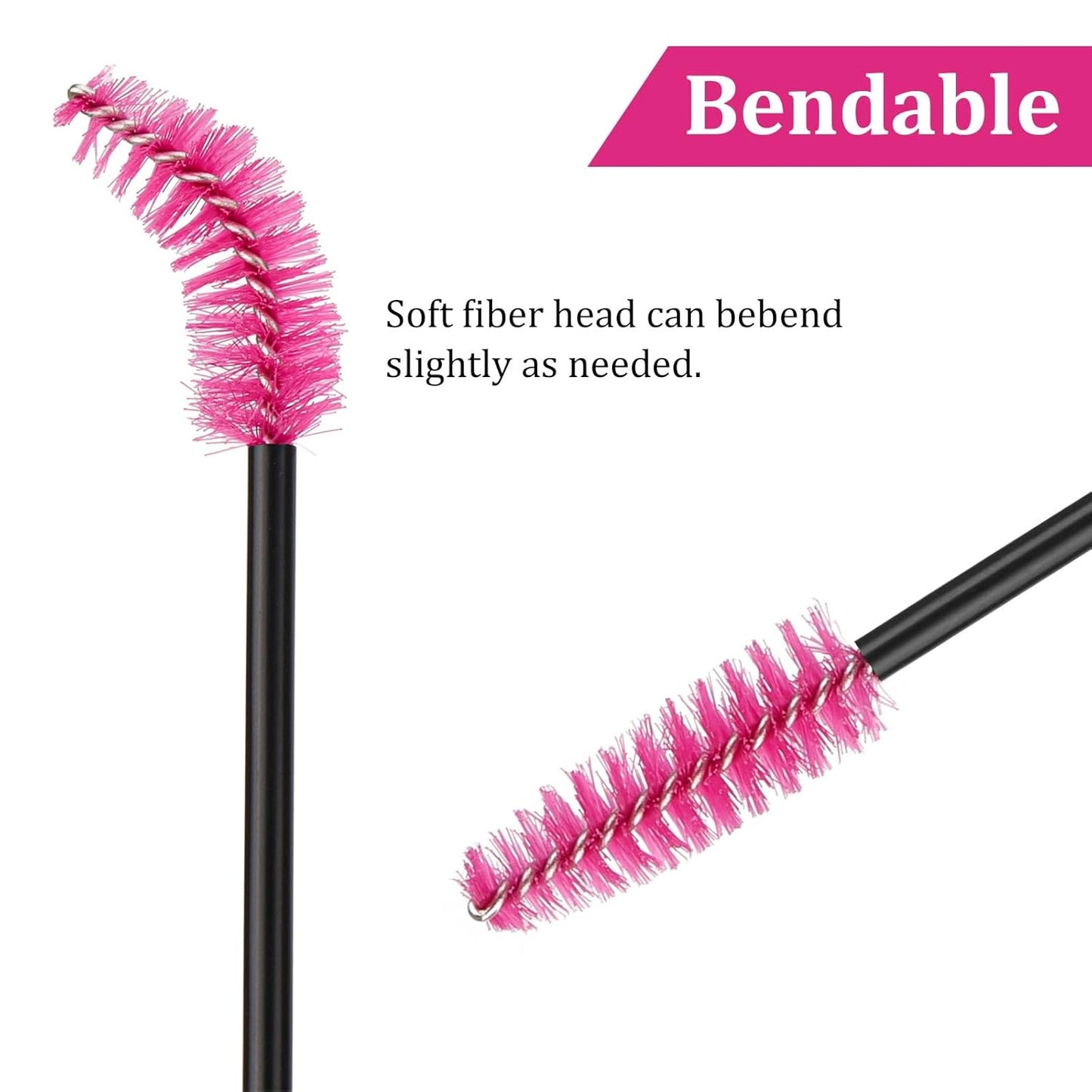 BTYMS 500 Pieces Disposable Mascara Wands Eyelash Brush Brow Brushes Applicators Lash Spoolies for Eye Lash Extension - Rose Pink