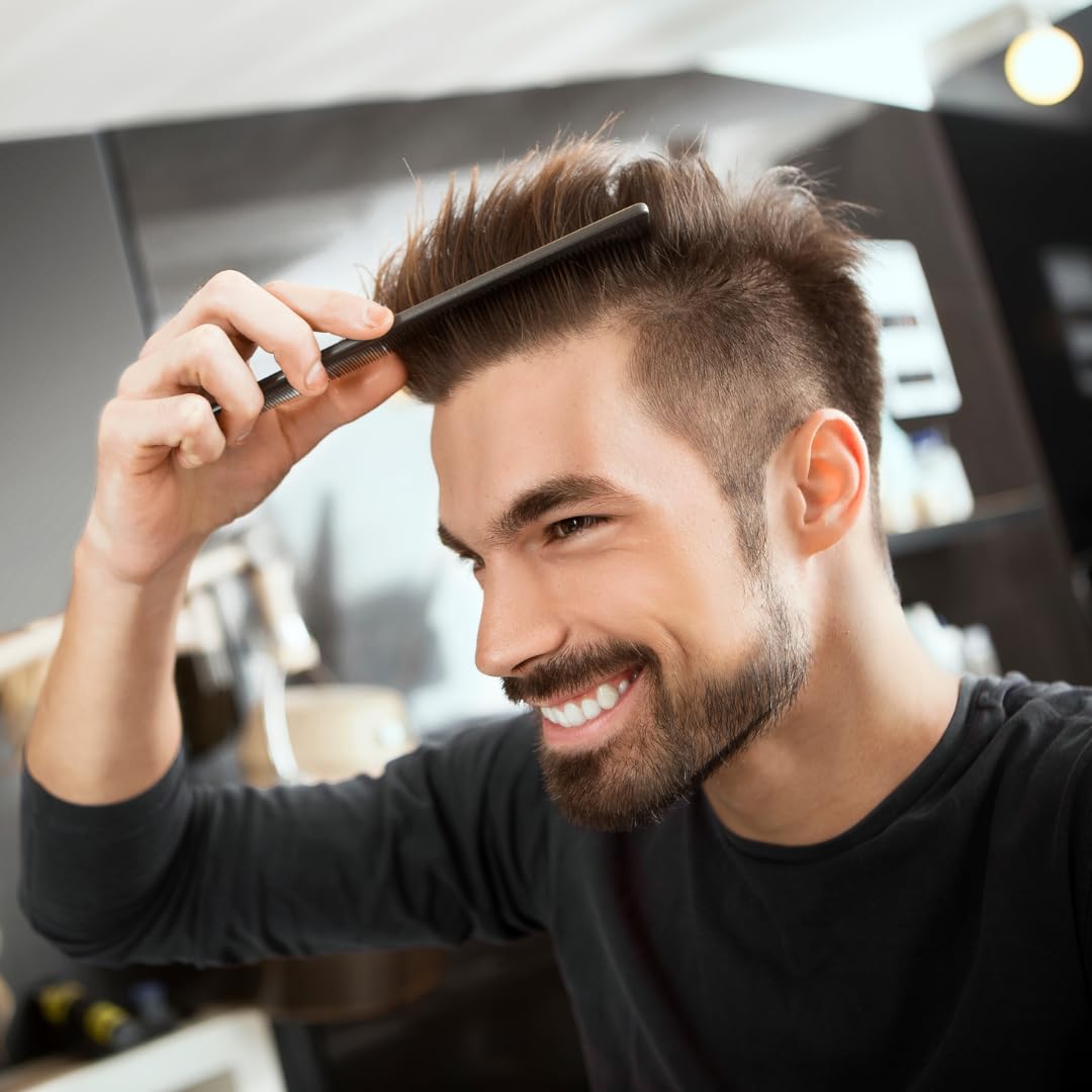 G.B.S (15 Pack) Pocket Comb Black Unbreakable Round Teeth Course Fine Pocket Beard & Mustache Combs for Men's Hair (Black, 5 Inch (Pack of 15))