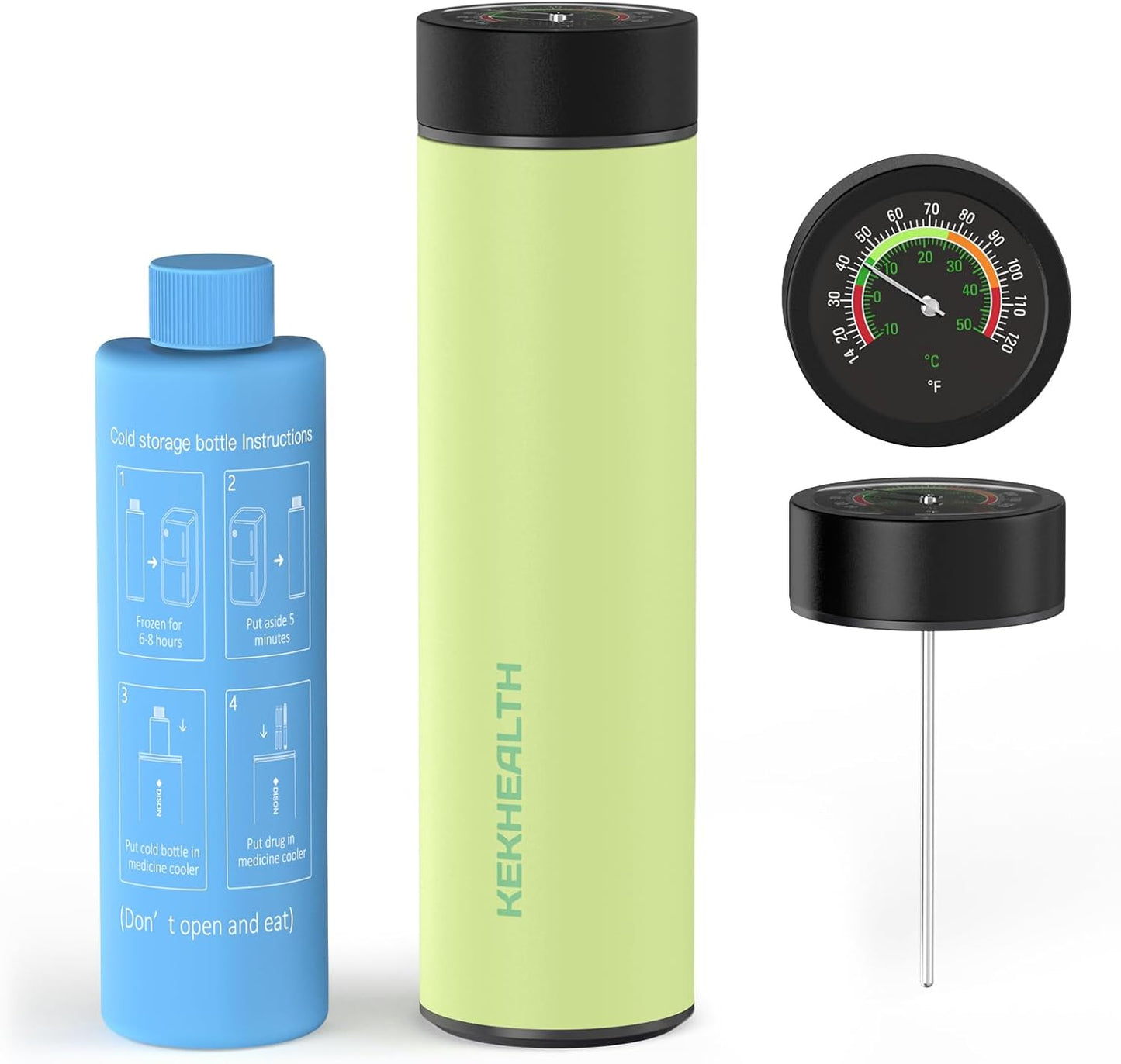 TSA Approved Insulin Cooler Travel Case, 60H Diabetes Medication Cooler with Large Dial Mechanical Thermometer & Biogel Ice Pack, Compact Diabetic Travel Case for Medicine Storage