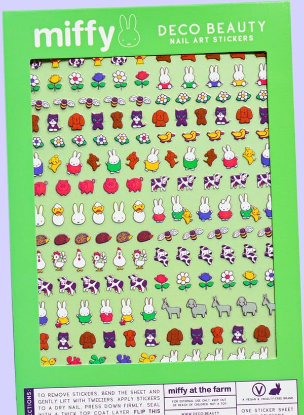Miffy at The Farm Nail Stickers - Lightweight & Easy-to-Apply Nail Art with Trendy Design - Durable & Long-Lasting Nail Stickers for Women, Ideal for DIY Manicures & Salon-Quality Nails