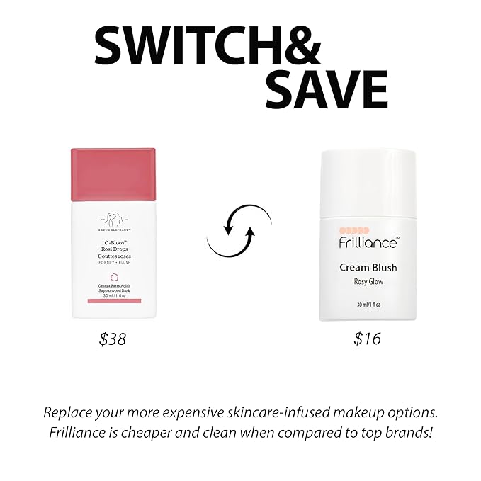 Frilliance Hydrating Cream Blush, Sheer Rosy Glow Tint, Cruelty Free Hypoallergenic for Teens of All Skin Types, 30 ml / 1 fl oz