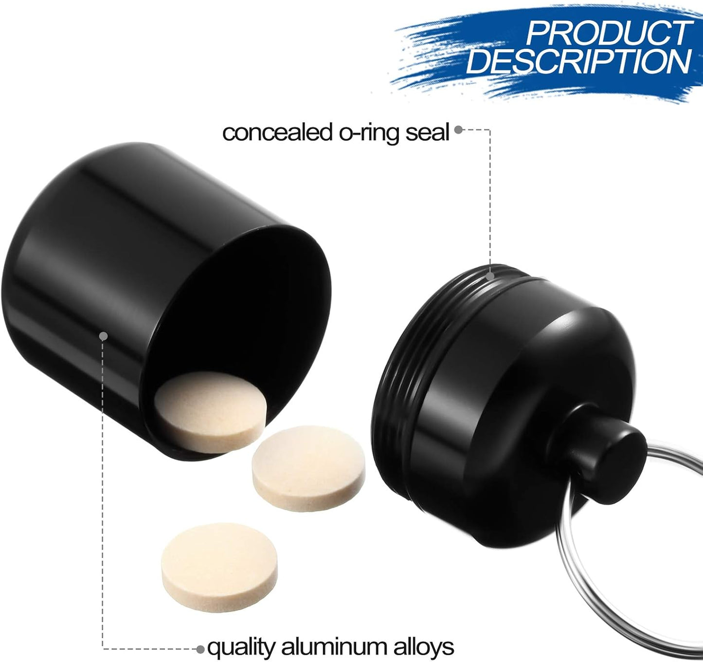 4 Pieces Pill Keychain Holder Waterproof Aluminum Pill Keychain Container Aluminum Case Box for Purse for Travel, Foam Storage Case, Multicolor