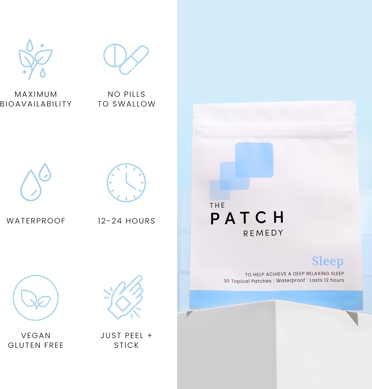 Sleep | Valerian, Passionflower, Hops, Magnesium Glycinate | 30 Patches