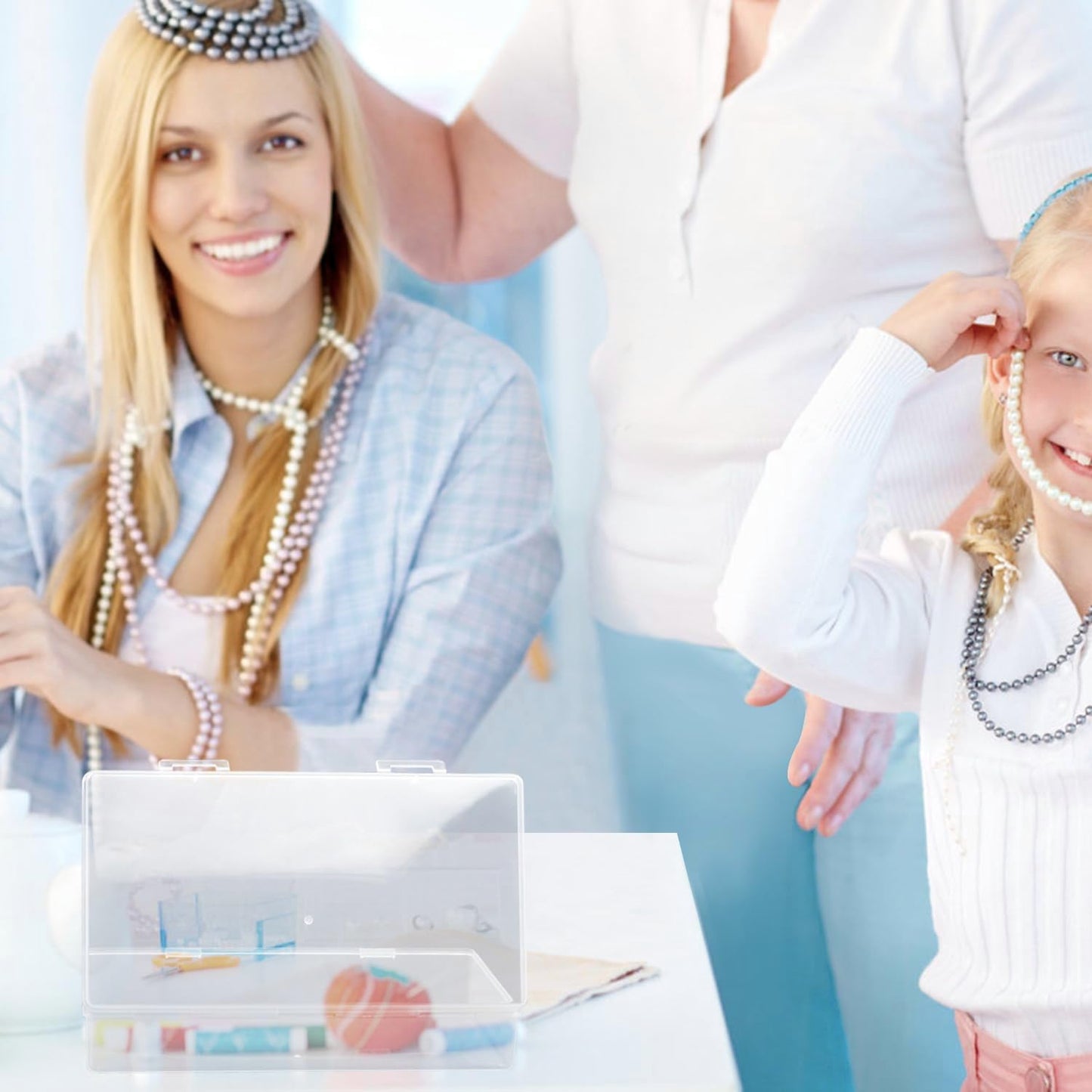 Rocutus Clear Plastic Storage Containers, 8 Pack Mini Beads Box With Hinged Lid, Large Size (7.7 x 4.1 x 1.6 Inches)