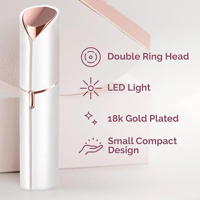 Facial Hair Removal for Women, Painless Face Shaver for Womens, Face Razors for Lip, Chin with USB Rechargeable, White