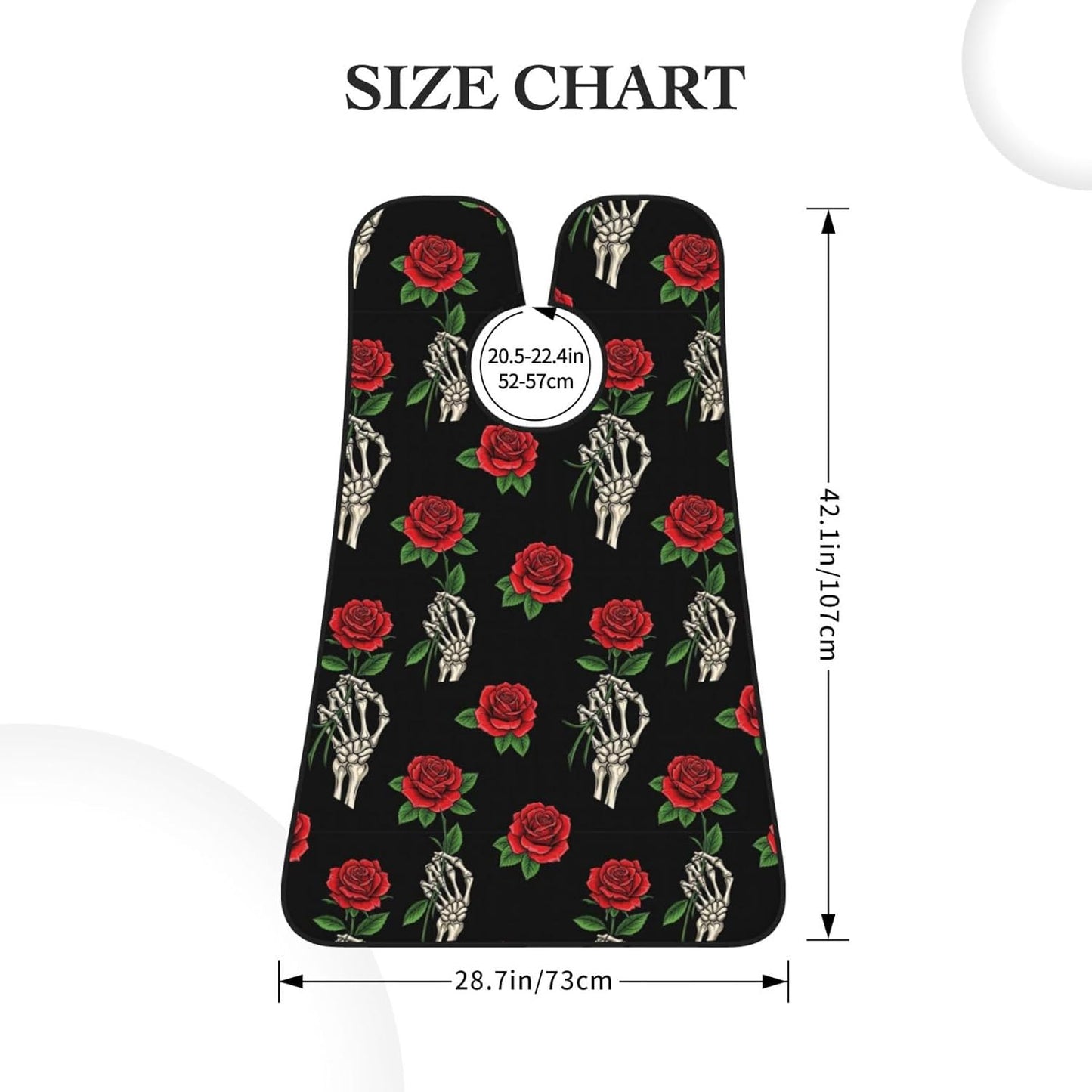 Beard Apron Hair Catcher, Black Goth Skull Skeleton Hand Holding Red Rose Shave Bib, Waterproof Non-Stick Shaving Bib, Trimming Grooming Tool for Dad Men Anniversary