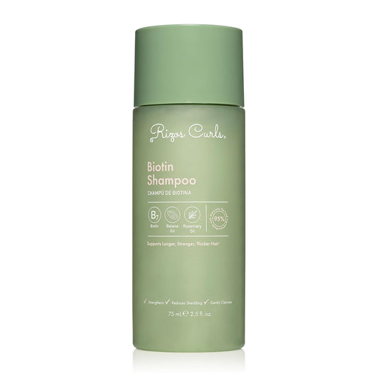 Rizos Curls Biotin Shampoo, Gently Cleanse & Nourish, Rosemary Oil & Oat Protein for Longer and Stronger Hair, Hair is Fuller, Softer & Shinier, 2.5 oz