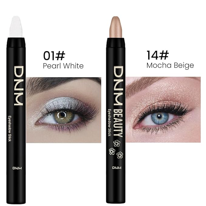 evpct 2Pcs Cream Eyeshadow Sticks Set for Eyes Pearl White & Mocha Beige Shimmer Eye Crayon Shadow Brightener Stick Pencil Pen Bulk sombras en crema para ojos 01+14