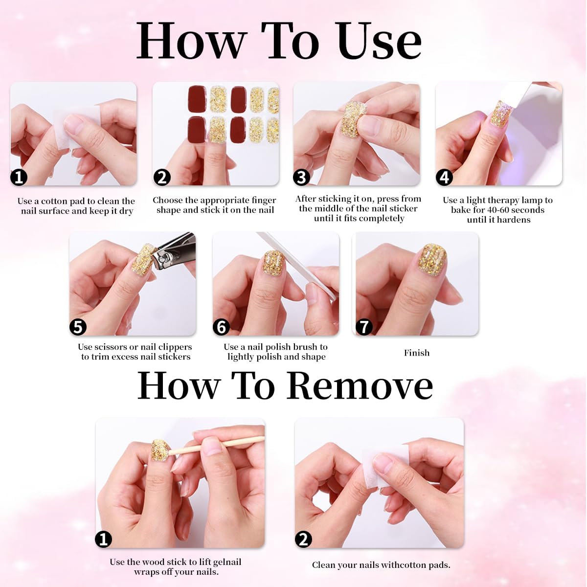 Semi Cured Gel Nail Strips Stickers Solid Color Self Adhesive Waterproof Nail Stickers Design Supply 16Pcs Real Gel Polish Strips for Women DIY Manicure Long Lasting Nails Decoration Accessories