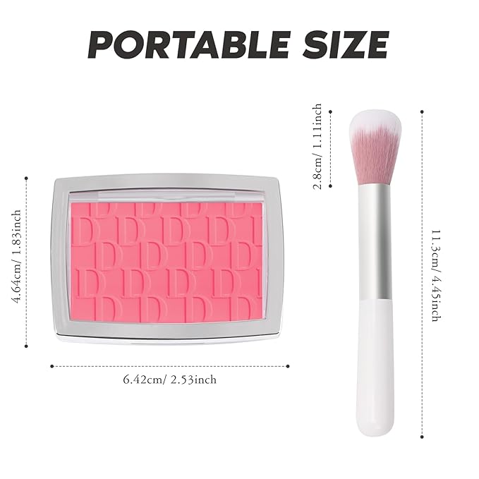 Cherry Blush Powder Blush for Cheeks with Brush, Matte Blush Palette Blush Powder Face Blusher, Natural Blendable Formula Silky Lightweight Makeup Blush Rubores de Maquillaje, 015#