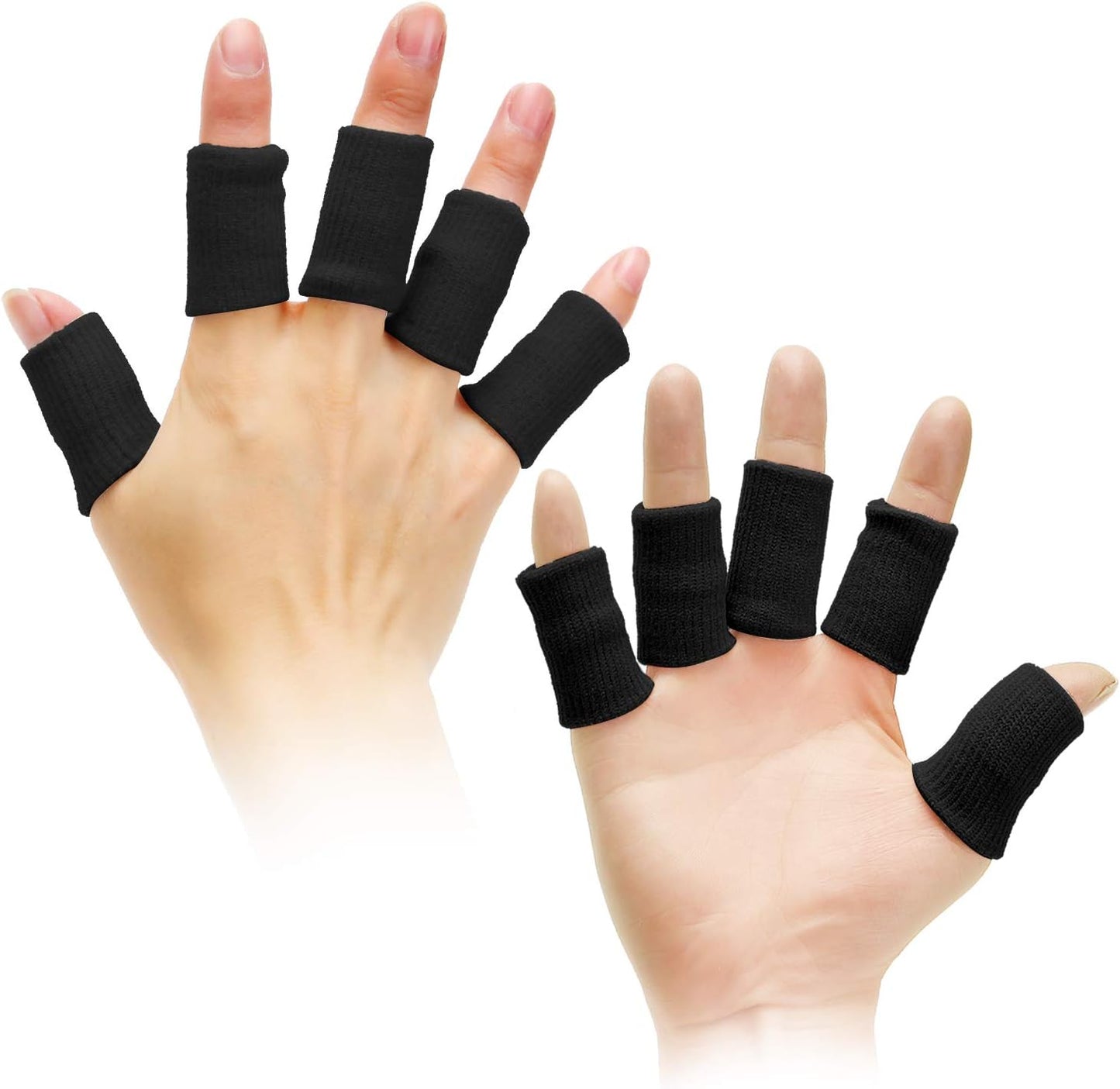 20 Pieces Finger Compression Sleeves Elastic Finger Protectors Thumb Splint Brace for Arthritis Pain Relief, Trigger Finger, Sport (Black)