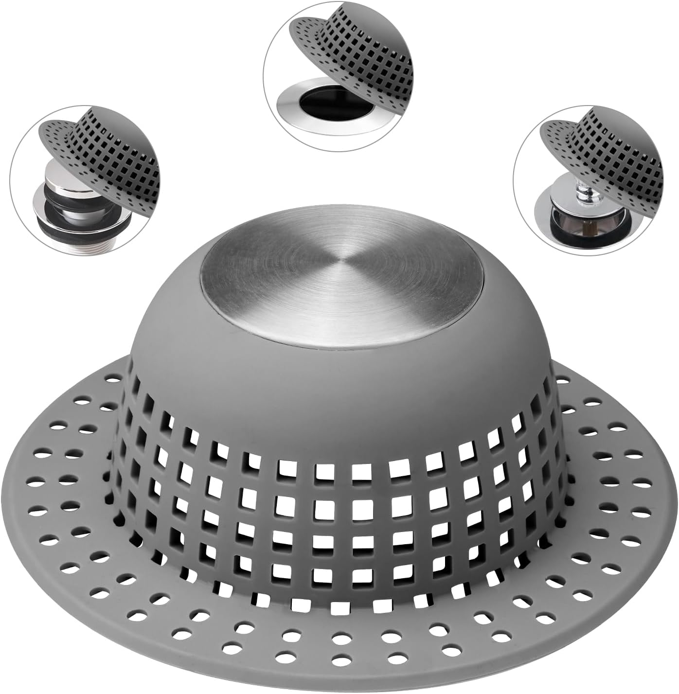 Shower Drain Hair Catcher, Bathtub Drain Cover Foldable Silicone Shower & Tub Protector for Pop-Up & Regular Drains