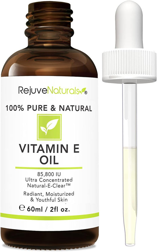 Vitamin E Oil - 100% Pure & Natural, 85,800 IU. Repair Dry, Damaged Skin from Surgery & Acne, Age Spots & Wrinkles. Boost Collagen for Moisturized, Youthful-looking Skin. d-alpha tocopherol, 2 Fl Oz