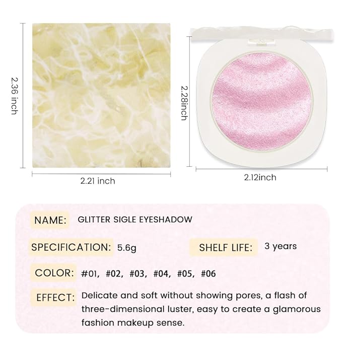 Glittle Monochrome Glittler Eyeshadow Palette - Low Saturation, Delicate, Long-Lasting, Vegan, Pressed Glitter Eyeshadow, (09 Pink)