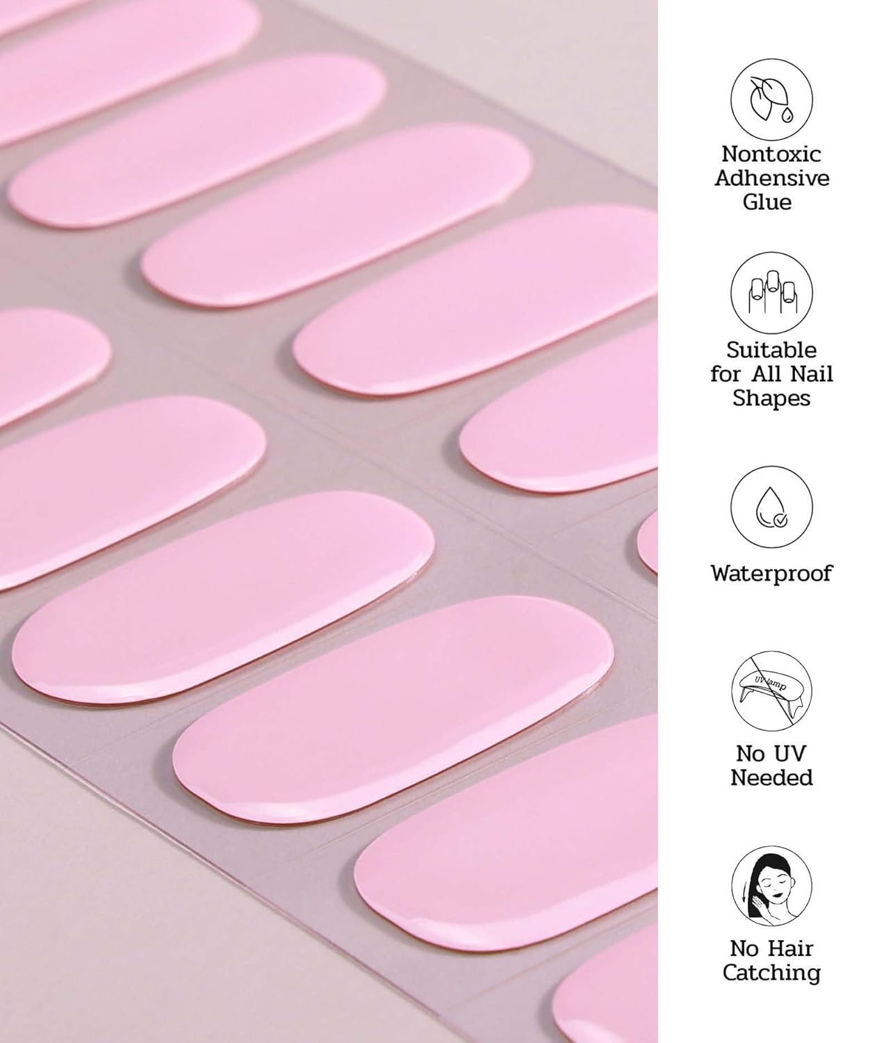 Nail Polish Strips - 22 Pcs Salon Quality Gel Nail Stickers - Long Lasting Wraps (Rose Pale Pink)