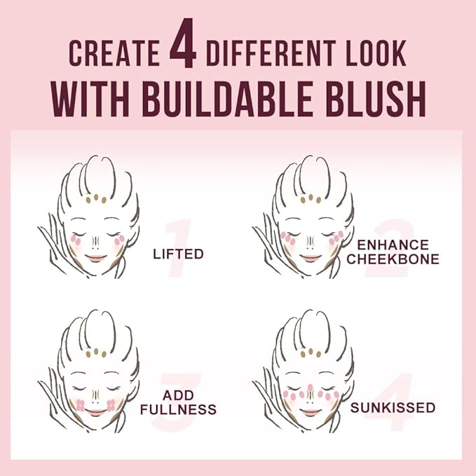 Multi-Use Makeup Cream Blush Stick, Unidollss 3-in-1 Buildable Powder Blush Stick for Cheeks, Eyes, and Lips, Hydrating formula, All day wear, Easy Application with Thumb Puff Included (04 FLIRT)