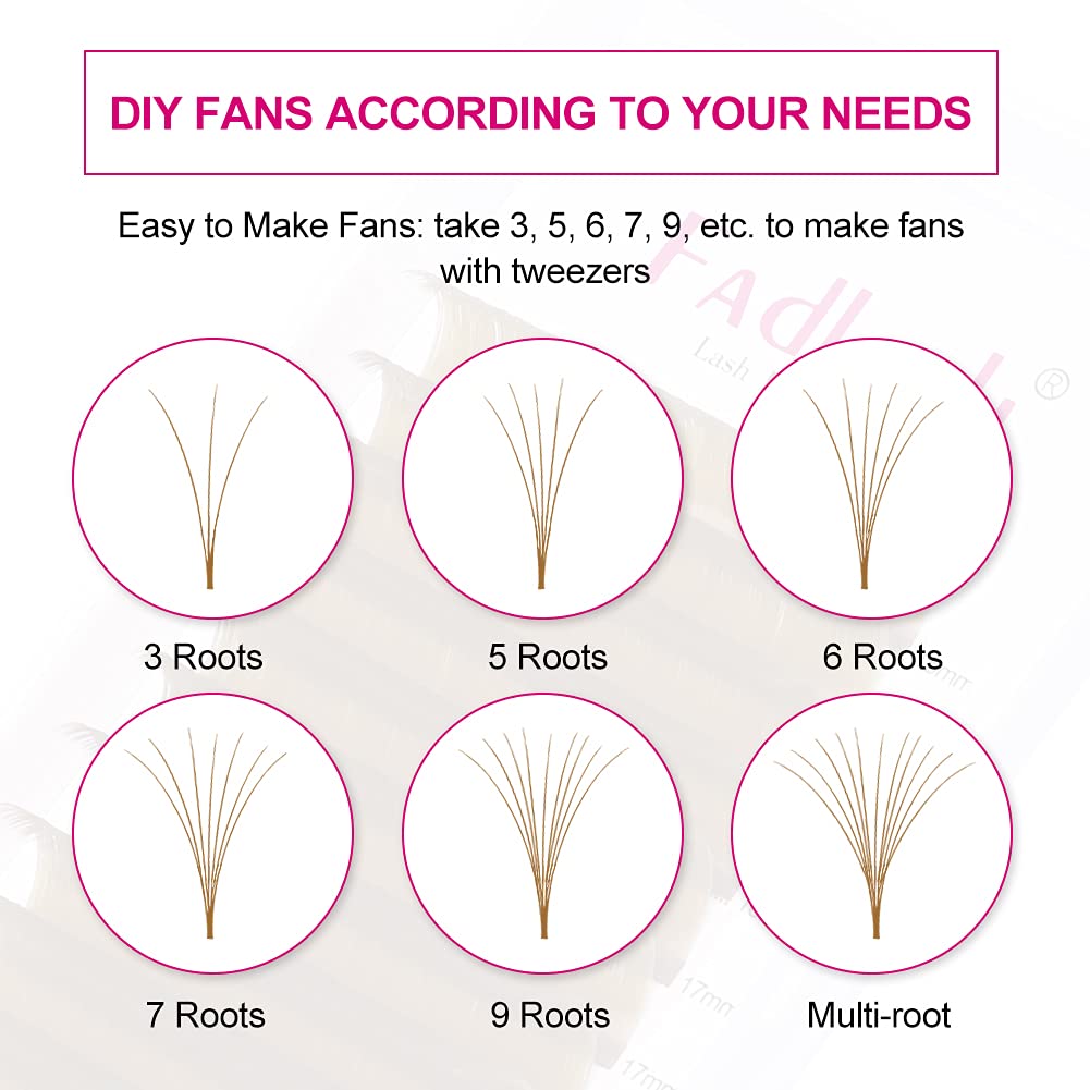 Volume Lash Extensions 0.07 D Curl Easy Fan Volume Lashes Mixed Tray 15-20mm Easy Fanning Lashes Brown Colored Lash Extension Supplies (Blond 0.07-D, 15-20mm)