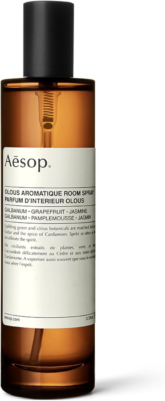 Aesop Olous Aromatique Room Spray | Non- Aerosol Air Freshener | Fresh, Woody, Citrus | Uplifting Citrus Botanicals, Cedar, Cardamom | Aroma for Several Hours | 3.4 oz / 100mL