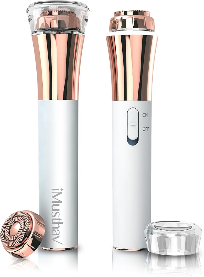 Professional Fast, Precise, Painless Facial Hair, Lips and Chin Remover for Women, USB Rechargeable Facial Epilator, 18K gold-plated hypoallergenic 13mm Dual ring floating head, 360° LED light