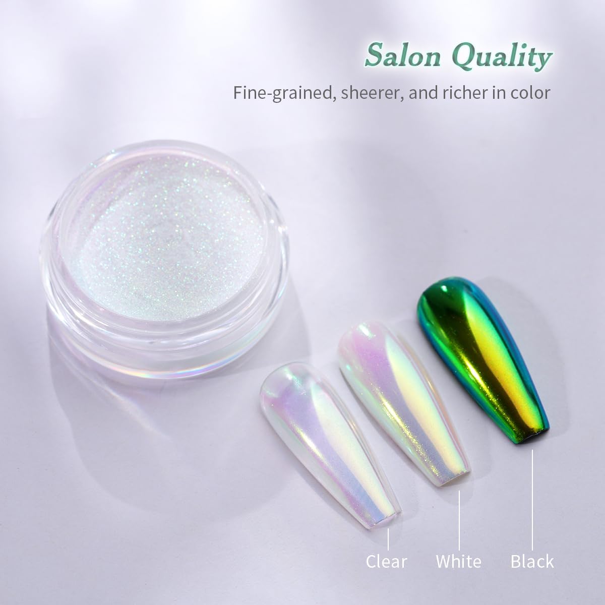 Pretty Diva Aurora Chrome Nail Powder, Unicorn Mermaid Chrome Powder Aurora Nail Powder Pigment Iridescent Nail Chrome Powder Glitter Art Decoration