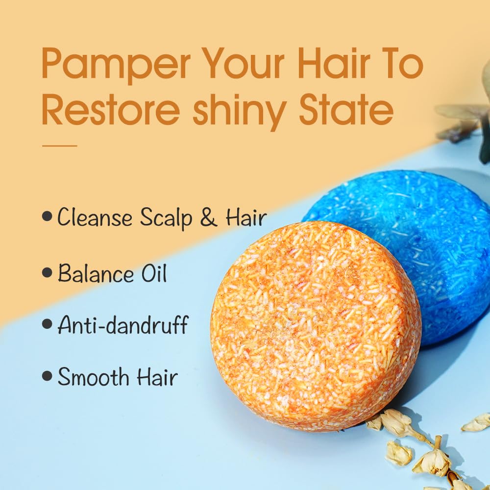 LIYALAN Shampoo Bar for Hair Solid Soap(2 Pack) Rosemary and Jasmine Shampoo Bar,Deep Cleansing Hair Shampoo for Fine Oily Hair