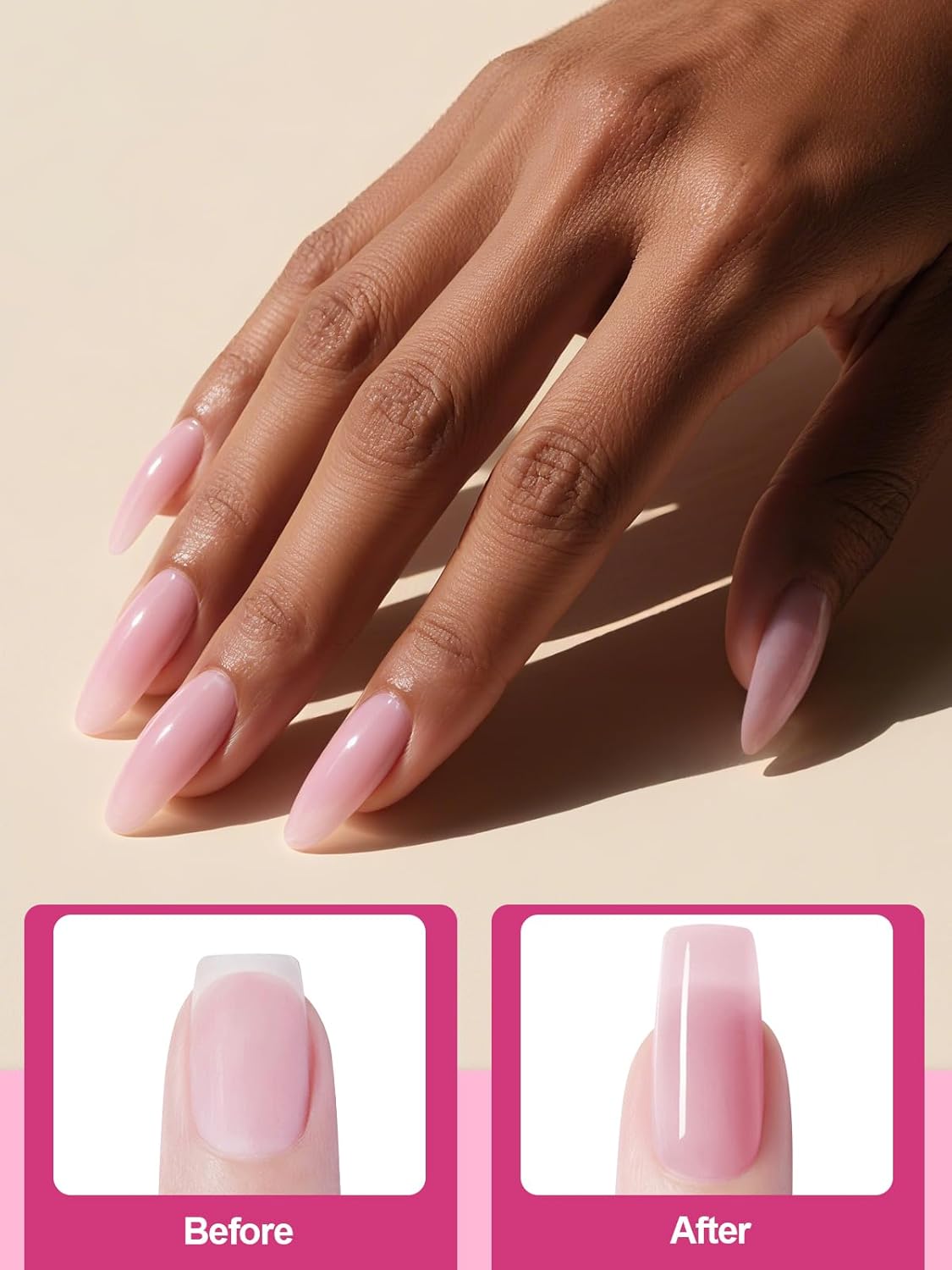 EBANKU Acrylic Powder, 120g/4.23oz Natural Pink Acrylic Nail Powder Large Capacity Professional Nail Powder for Nail Acrylic Extension, Nail Carving, Long-Lasting, No Nail Lamp Needed