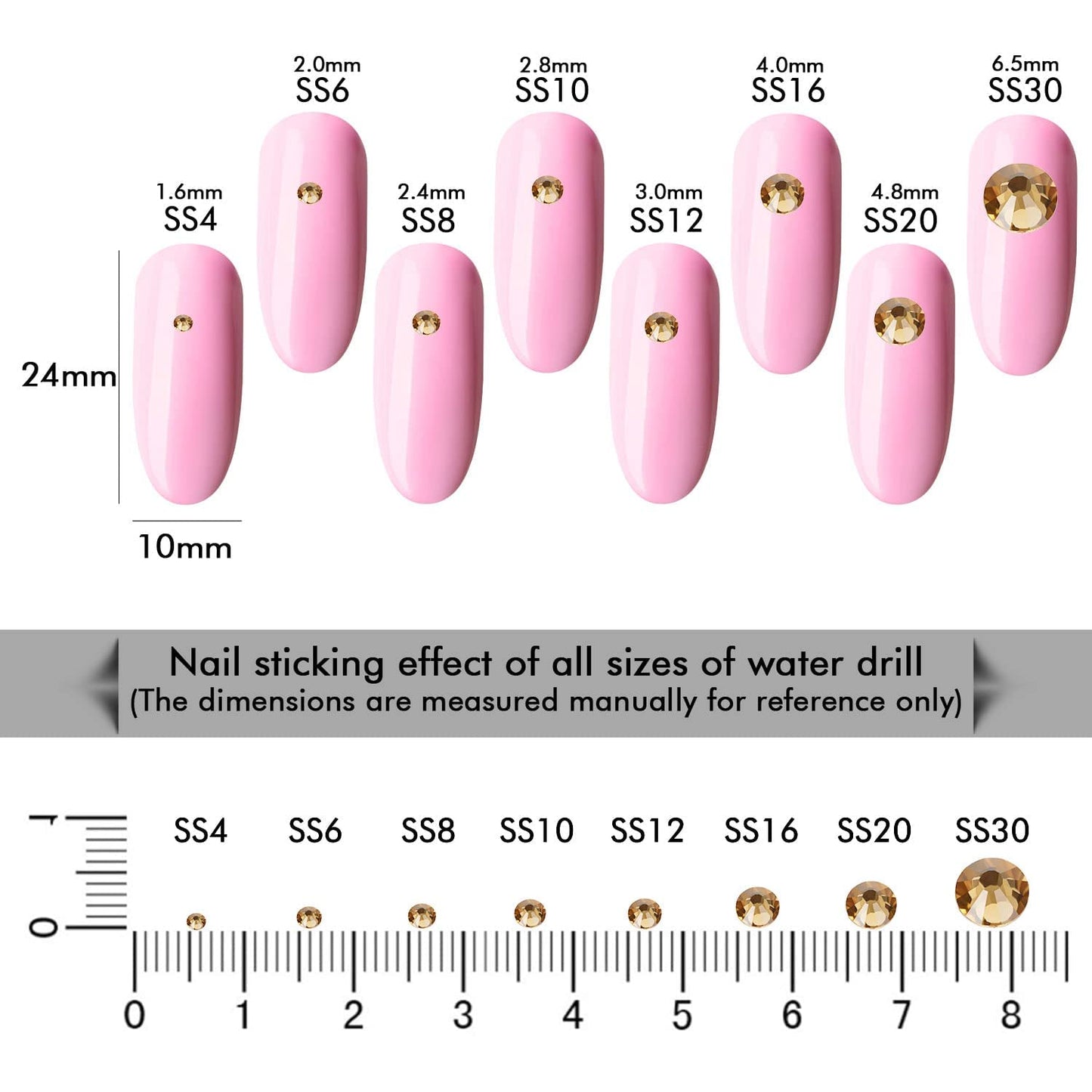 1440Pcs Topaz Crystal Rhinestones,Glass Flatback Rhinestones Gemstones for Nail Face Makeup Art Crafts Clothes Decoration -(SS20,4.8mm,Topaz)