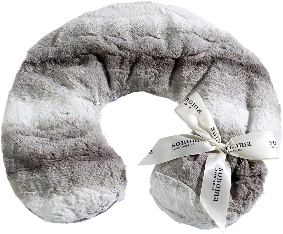 Sonoma Lavender Luxury Lavender Heatable/Chillable Neck Pillow, Microwaveable for Neck and Shoulders with Removable Washable Covers, Great for Relaxation and Pain Relief (Angora Platinum)