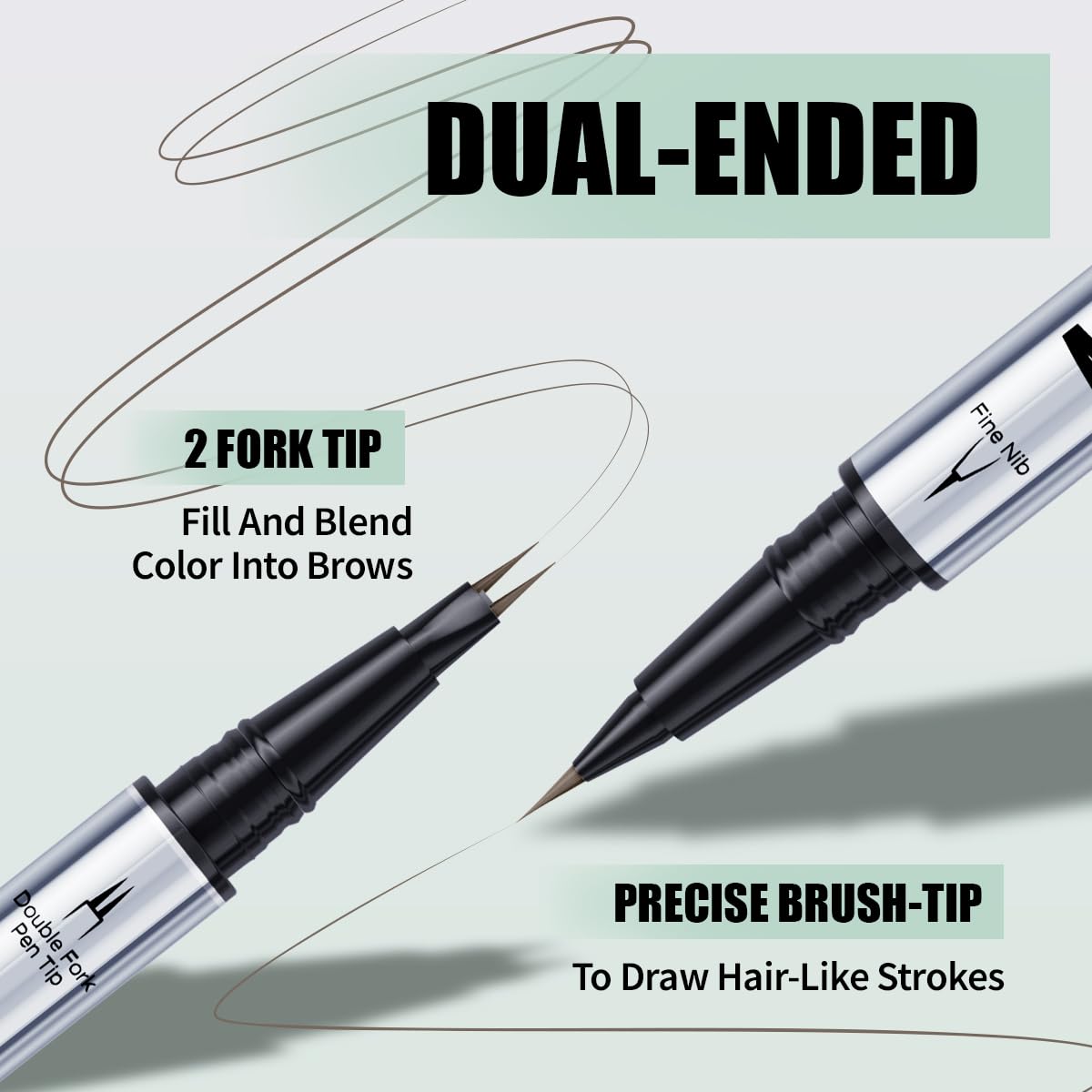Eyebrow Pen,2-in-1 Dual-Ended Eye Brow Pencil with 2-Fork-Tip and Precise Brush-Tip, Microblading Eyebrow Pen for Waterproof Long Lasting Natural Hair-Like Brows (Black Brown)