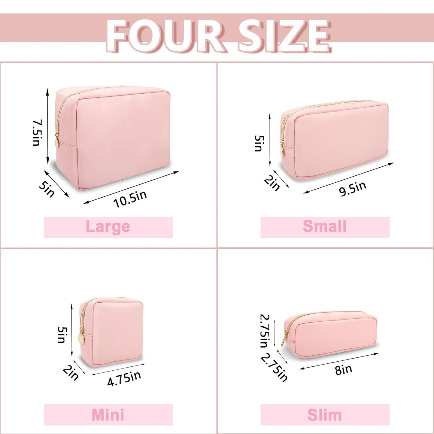 Small Makeup Bag Pouch for PurseNylon Travel Toiletry Storage Bag Cute Preppy Cosmetic Bag for Women Girls,Waterproof Makeup Organizer Bag Pouch Skincare Bag Purse with Zipper (Small-Flamingo)