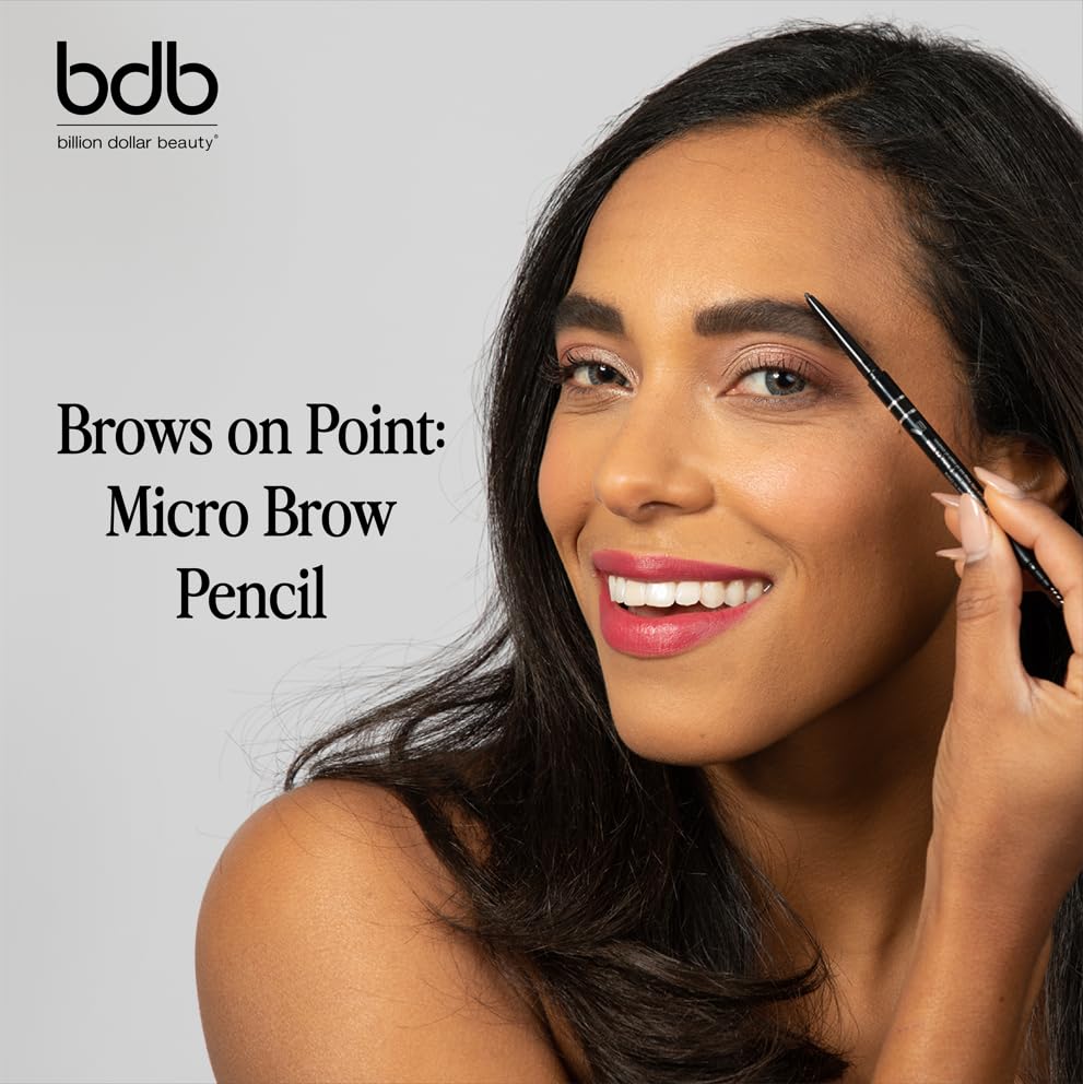 bdb Brows on Point Micro Brow Pencil - Precision Tip & Spoolie, Waterproof, Define Shape & Fill Brows, Black Raven, 2-Pack