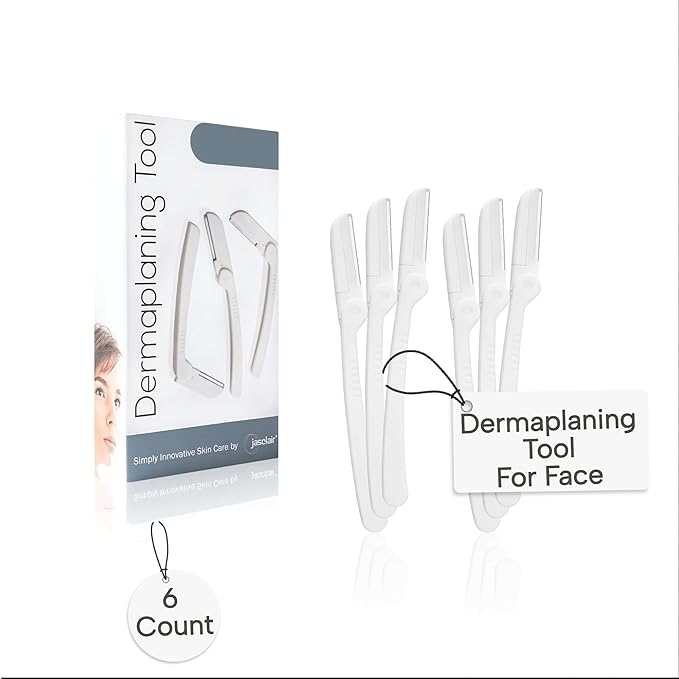 Dermaplaning Tool (6 Count) – Easy to Use Dermaplane Razor for Face – Facial Hair Removal for Women – Blade for Eyebrows and Peach Fuzz – Face Shavers for Women Help Exfoliate and Smooth the Skin