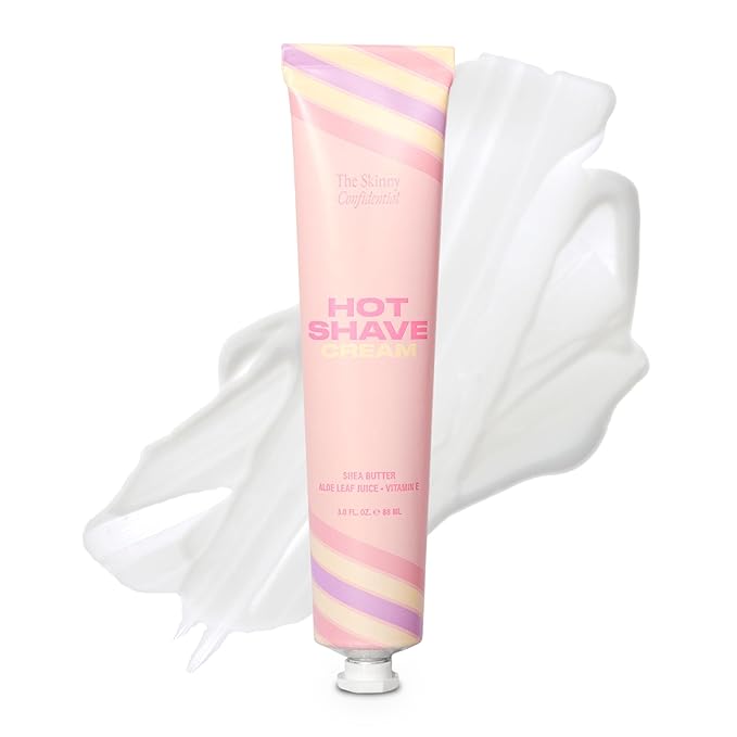 The Skinny Confidential Shave Cream - Women's Face Shaving Cream for Dermaplaning to Remove Facial Hair & Peach Fuzz - Nourishing & Moisturizing Shea Butter, Aloe Leaf Juice & Vitamin E