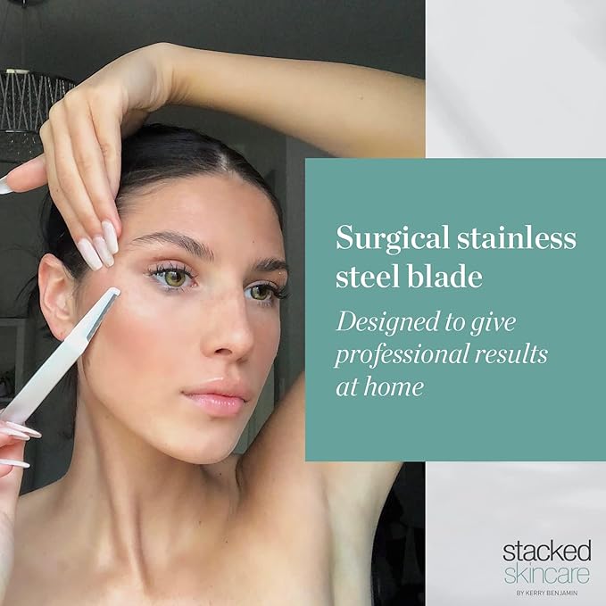 StackedSkincare | Replacement Dermaplaning Blades for Smooth, Radiant, Glowing Skin, Exfoliating Face Blades for Dermaplaning, No Brush or Scrub Needed, 3 Pack