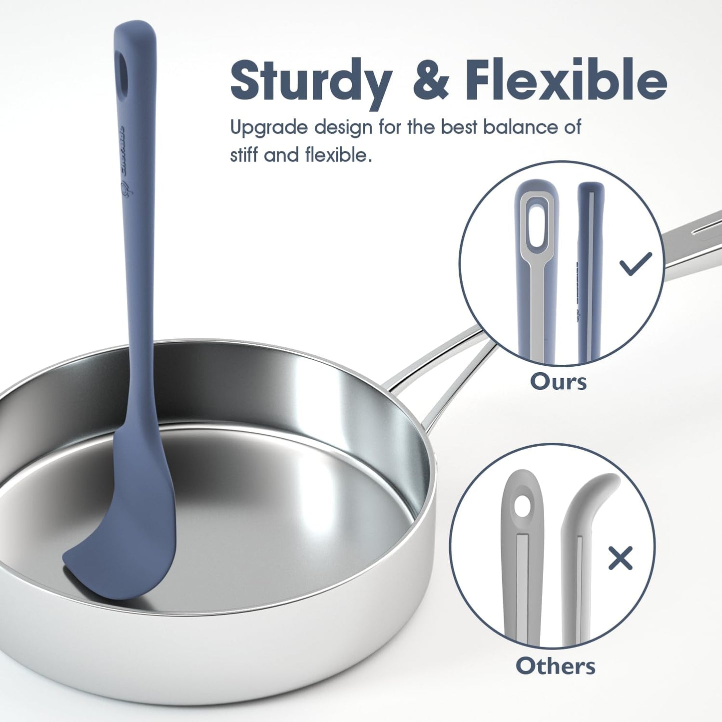 4 Pieces Silicone Spatula Set, Food Grade Rubber Spatula, Upgrade Strong Handle with Ergonomic Grip, Heat Resistant for Nonstick Cookware, Cooking