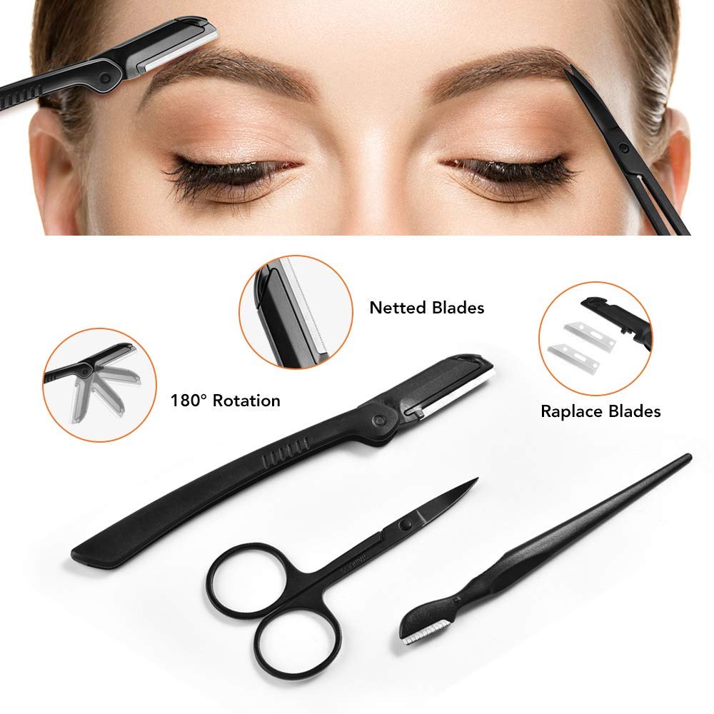 Eyebrow Razor, Eyebrow Kit, Multipurpose Exfoliating Dermaplaning Tool Face Razors for Women Girl, Eyebrow Grooming Set (11 in 1)