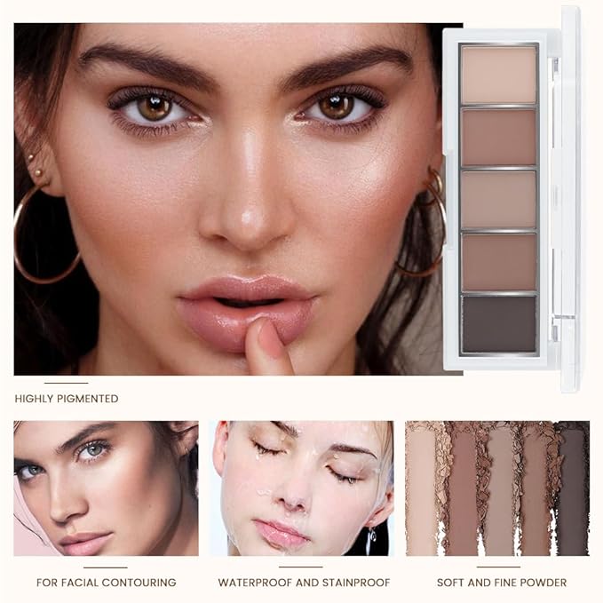 5 Colors Matte Eyeshadow Makeup Palette,Nude Dark Brown Taupe Black Highly Pigmented Natural Neutral Eye Shadow Palette,Long Lasting Waterproof Naturing-Looking Women Girls Eye Shadow