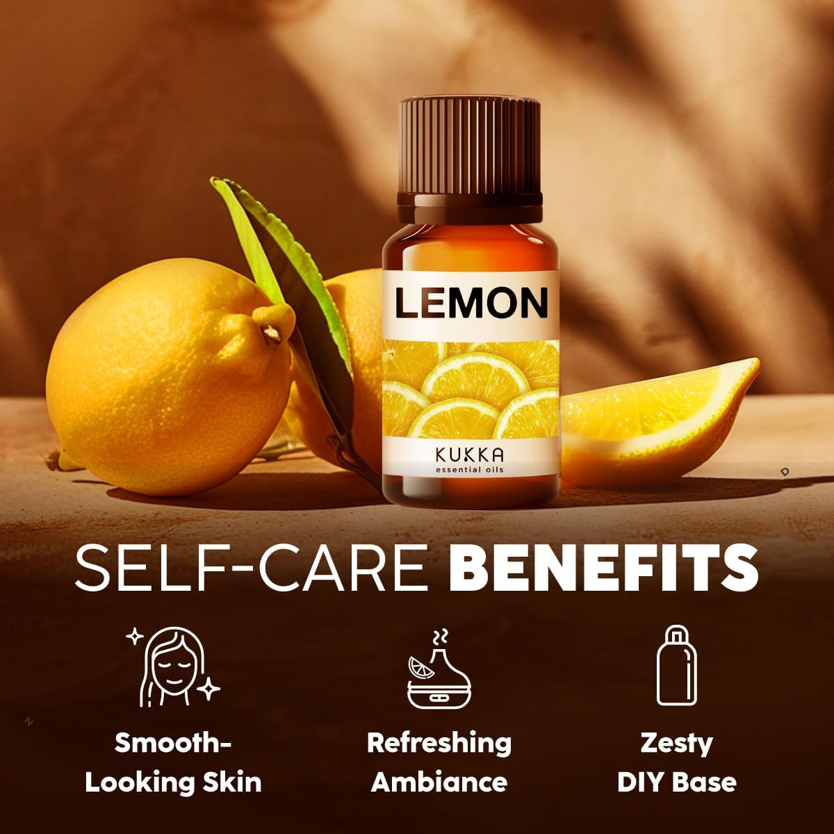 Kukka Lemon Essential Oil for Skin, Diffuser, DIY - 0.34 Fl Oz - Fresh Lemon Scent, for Cleaning, Aromatherapy, Candles, DIY Soap Making Scents