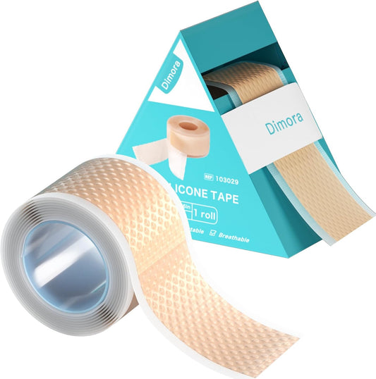 Dimora Silicone Medical Tape - Hypoallergenic First Aid Tapes with Easy Tear Design, Pain-Free Removal Surgical Tapes for Sensitive Skin, No Residue(1.6in x 59 in),1 Roll