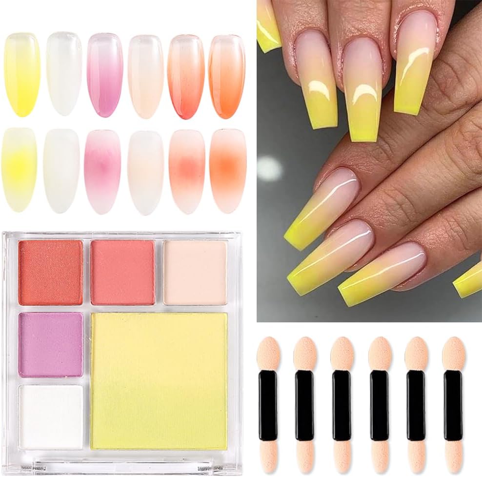 7 Colors Solid Fluorescent Neon Pigment Powder Set Gradient Iridescent Rainbow Palette Glitter Rubbing Dust for Gel Polish Nail Art Decorations